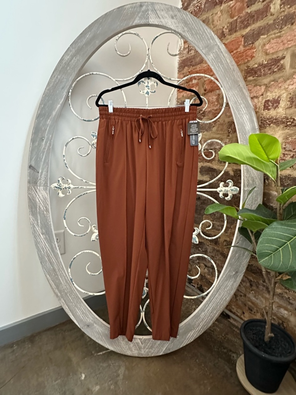Soho Apparel Rust Brown Elastic Drawstring Pants